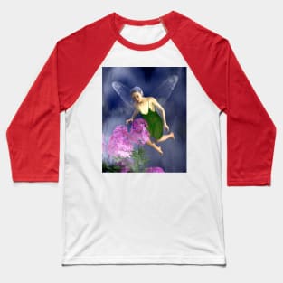 Fairy faerie flying in flowers dragonfly wings Baseball T-Shirt